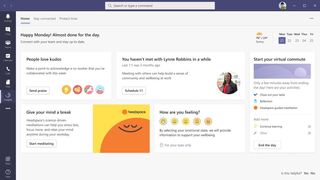 Image of the Microsoft Insights Dashboard as a Microsoft Teams app