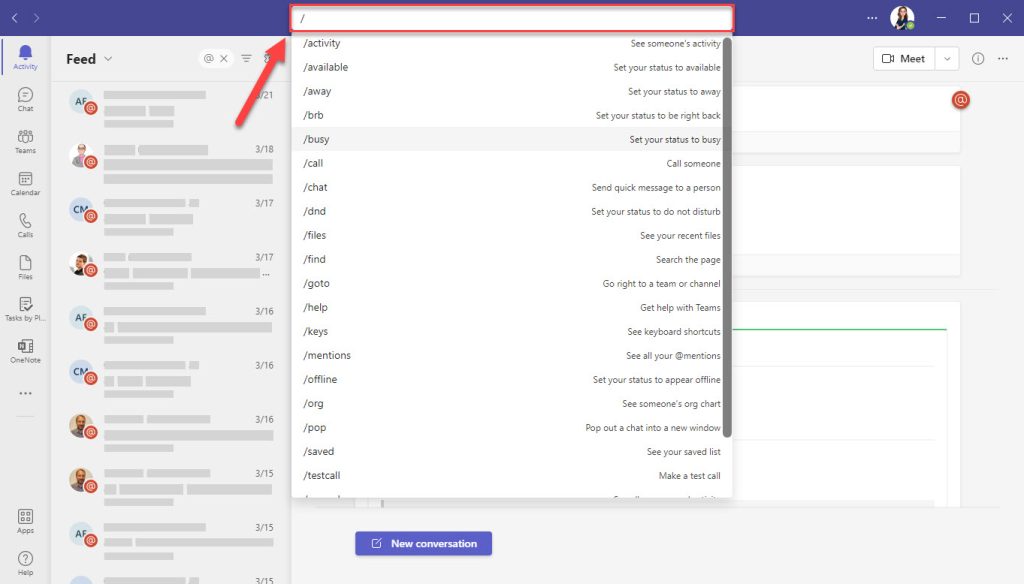 How to use the shortcuts in Microsoft Teams
